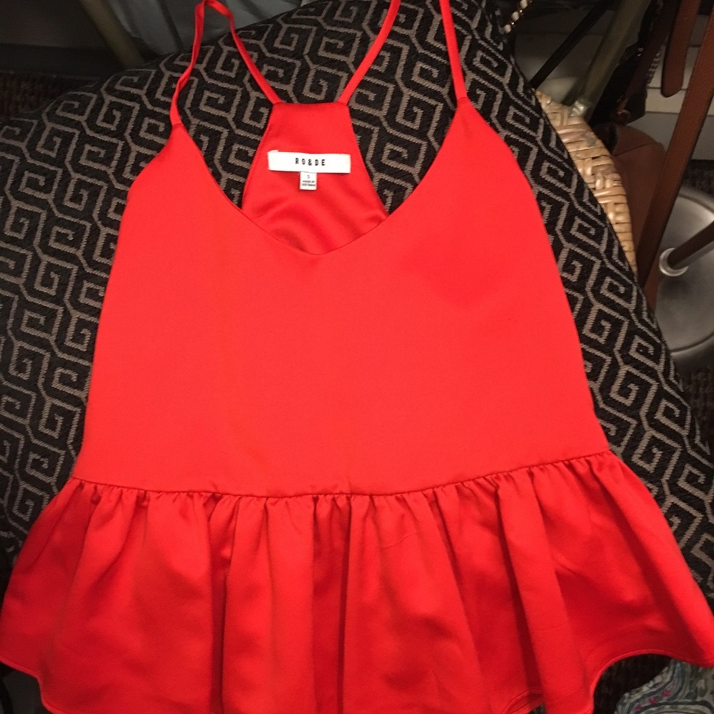 Red peblum tank top